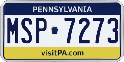 PA license plate MSP7273