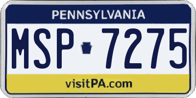 PA license plate MSP7275