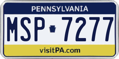 PA license plate MSP7277