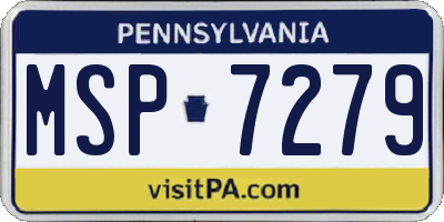 PA license plate MSP7279