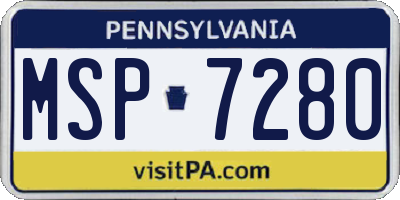PA license plate MSP7280