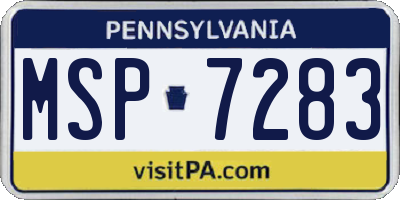 PA license plate MSP7283
