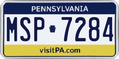 PA license plate MSP7284