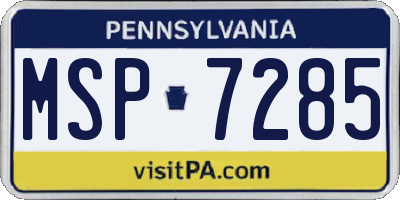 PA license plate MSP7285