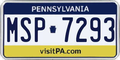 PA license plate MSP7293