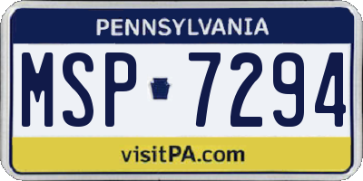 PA license plate MSP7294