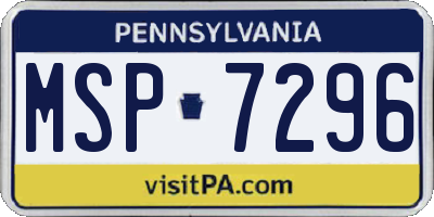 PA license plate MSP7296