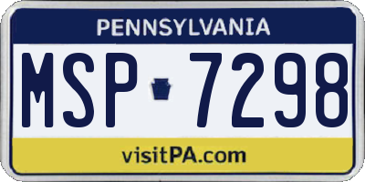 PA license plate MSP7298