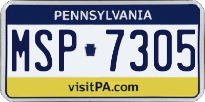 PA license plate MSP7305