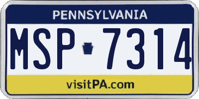 PA license plate MSP7314