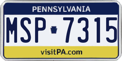 PA license plate MSP7315