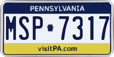 PA license plate MSP7317