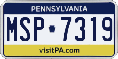PA license plate MSP7319