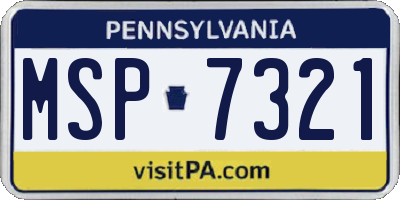 PA license plate MSP7321