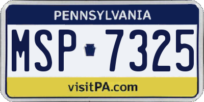 PA license plate MSP7325