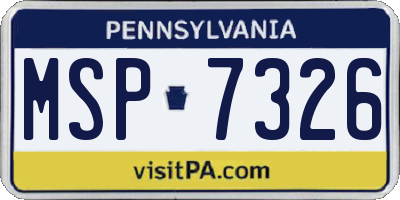 PA license plate MSP7326