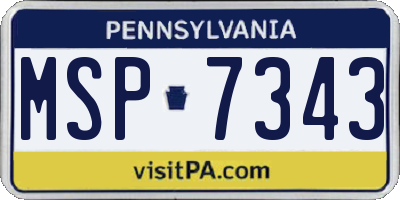 PA license plate MSP7343