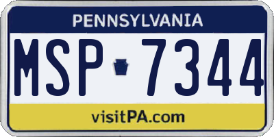 PA license plate MSP7344