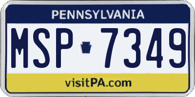PA license plate MSP7349