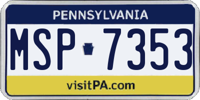PA license plate MSP7353