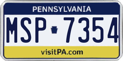 PA license plate MSP7354
