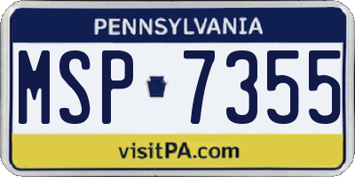 PA license plate MSP7355