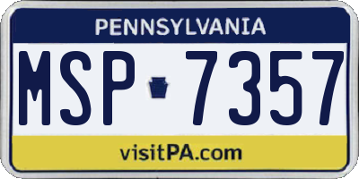 PA license plate MSP7357