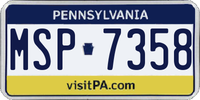 PA license plate MSP7358