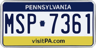 PA license plate MSP7361
