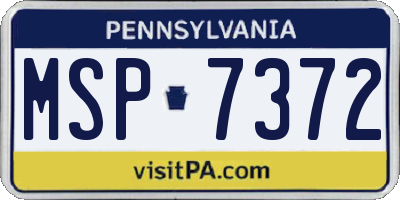 PA license plate MSP7372