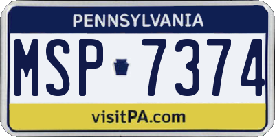 PA license plate MSP7374