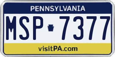 PA license plate MSP7377