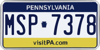 PA license plate MSP7378