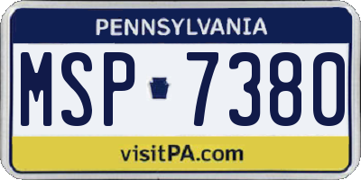 PA license plate MSP7380