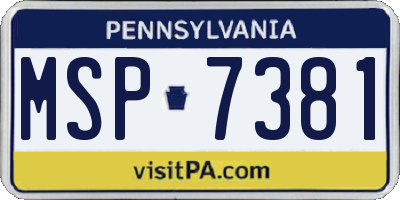 PA license plate MSP7381