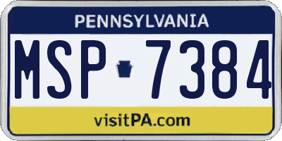 PA license plate MSP7384