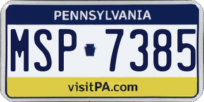 PA license plate MSP7385