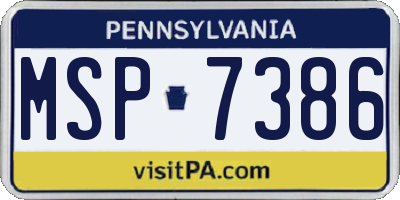 PA license plate MSP7386