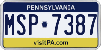 PA license plate MSP7387