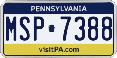 PA license plate MSP7388
