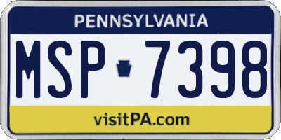 PA license plate MSP7398