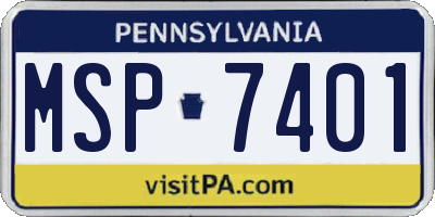 PA license plate MSP7401