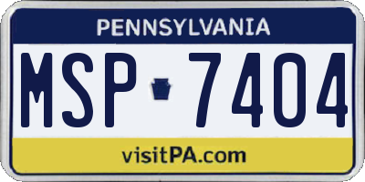 PA license plate MSP7404