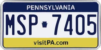 PA license plate MSP7405