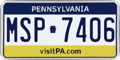 PA license plate MSP7406