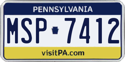 PA license plate MSP7412