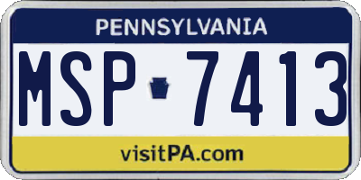 PA license plate MSP7413