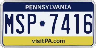 PA license plate MSP7416