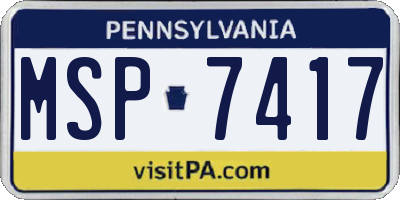 PA license plate MSP7417