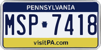 PA license plate MSP7418